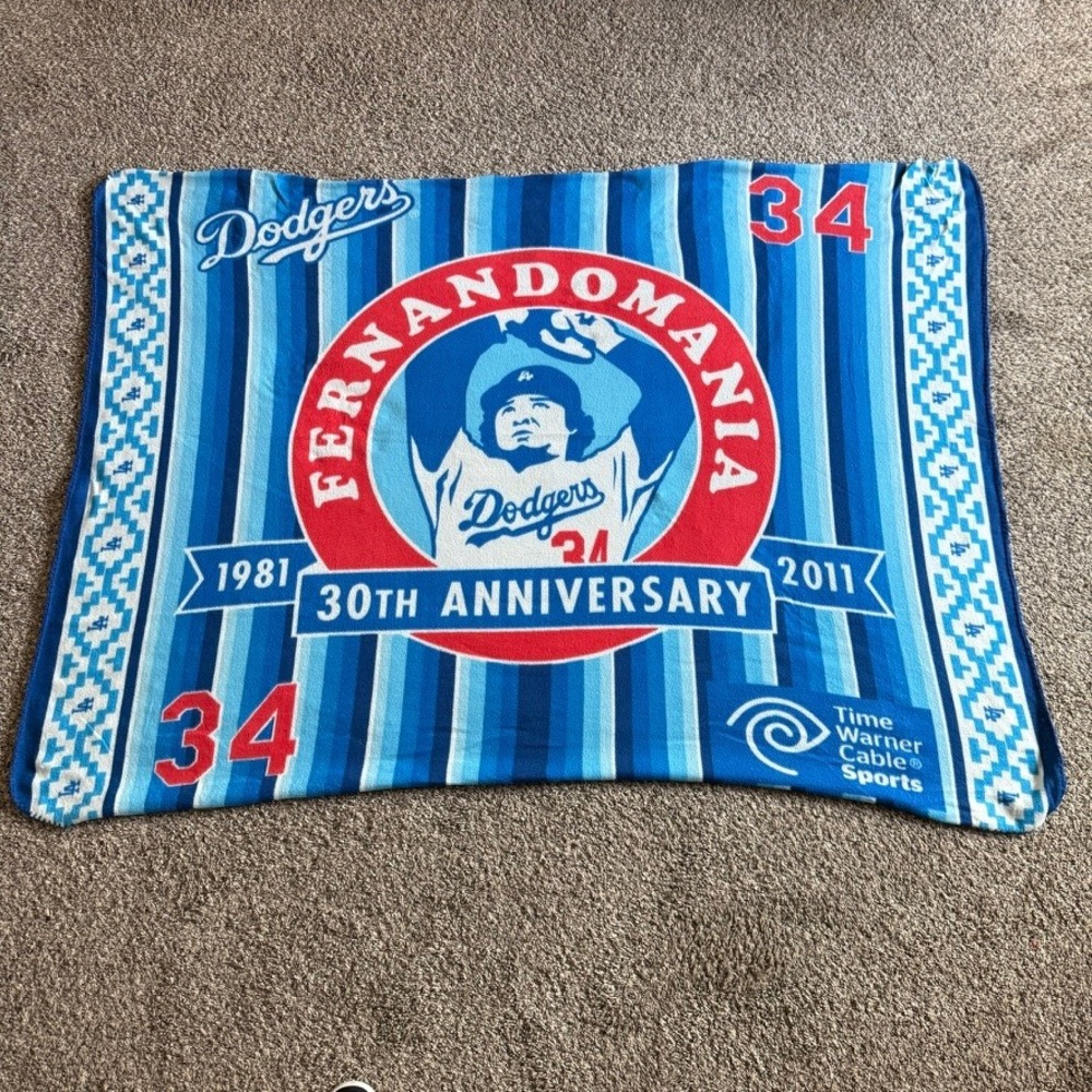 LA Dodgers Fleece Blanket Unisex OS Blue Excellent Fernandomania 30th